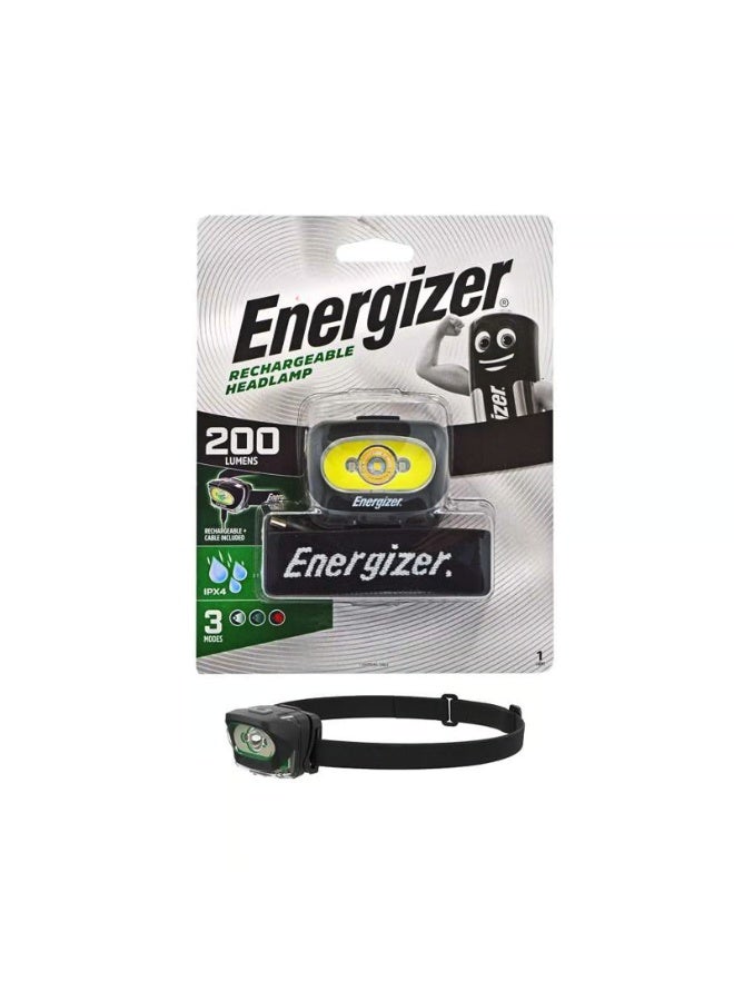 إنرجايزر مصباح رأس LED قابل لإعادة الشحن بقوة 200 لومن، مزود بحزام قابل للتعديل و3 أوضاع إضاءة. مصباح رأس خفيف الوزن للاستخدام بدون استخدام اليدين، مثالي للتخييم والسفر والأنشطة الخارجية. - Image 4