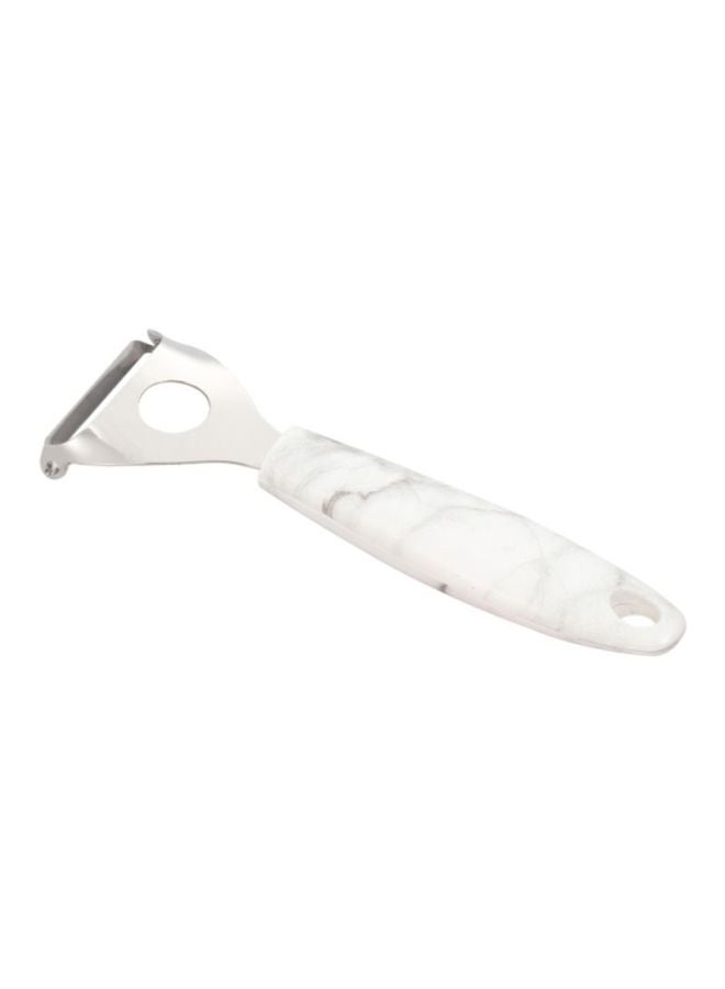 Royalford Y-Peeler Extra Sharp Ss Blade With Marble Designed Handle Premium Quality Kitchen Tools White/Grey 8cm - Image 1