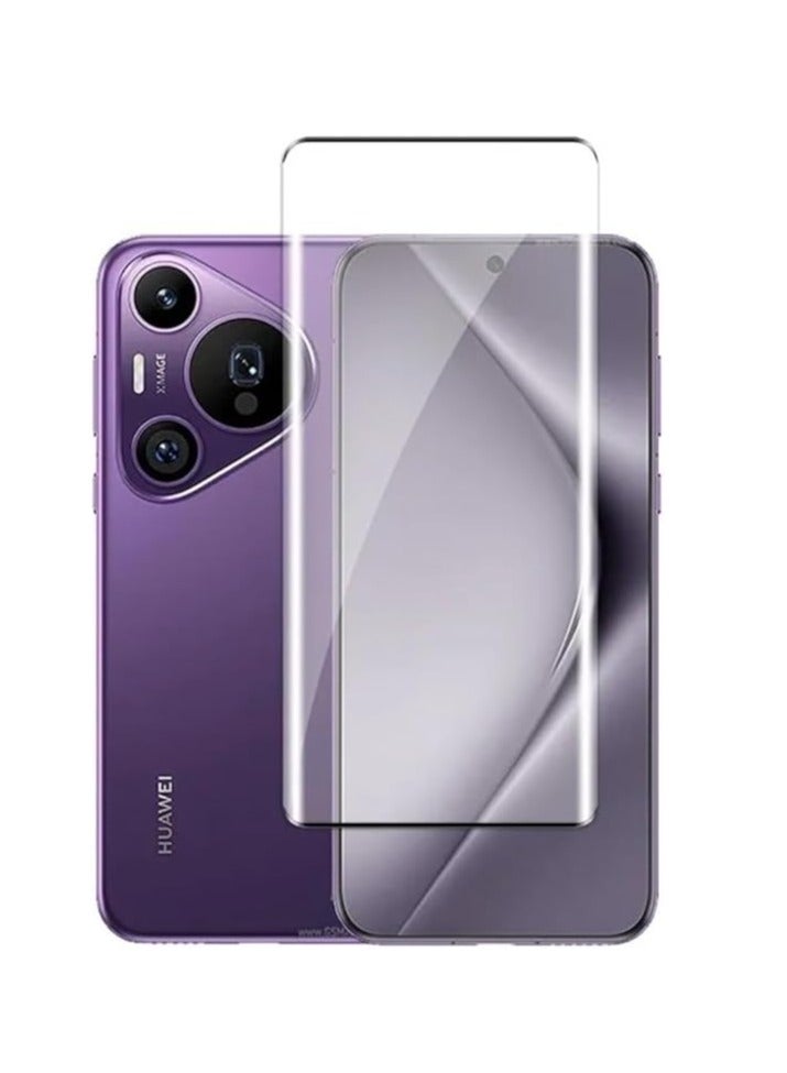 Tempered Glass For Huawei Pura 70 Pro Full Glue Edge-to-Edge Glass 9H Hardness Anti Finger Print Anti Scratch Glass 3D Curved Edges 5D Glass for Pura 70 Pro/Plus Clear/Black - Image 1