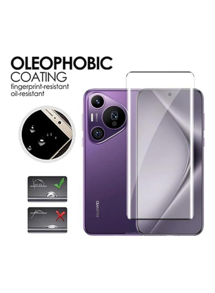 Tempered Glass For Huawei Pura 70 Pro Full Glue Edge-to-Edge Glass 9H Hardness Anti Finger Print Anti Scratch Glass 3D Curved Edges 5D Glass for Pura 70 Pro/Plus Clear/Black - Image 2