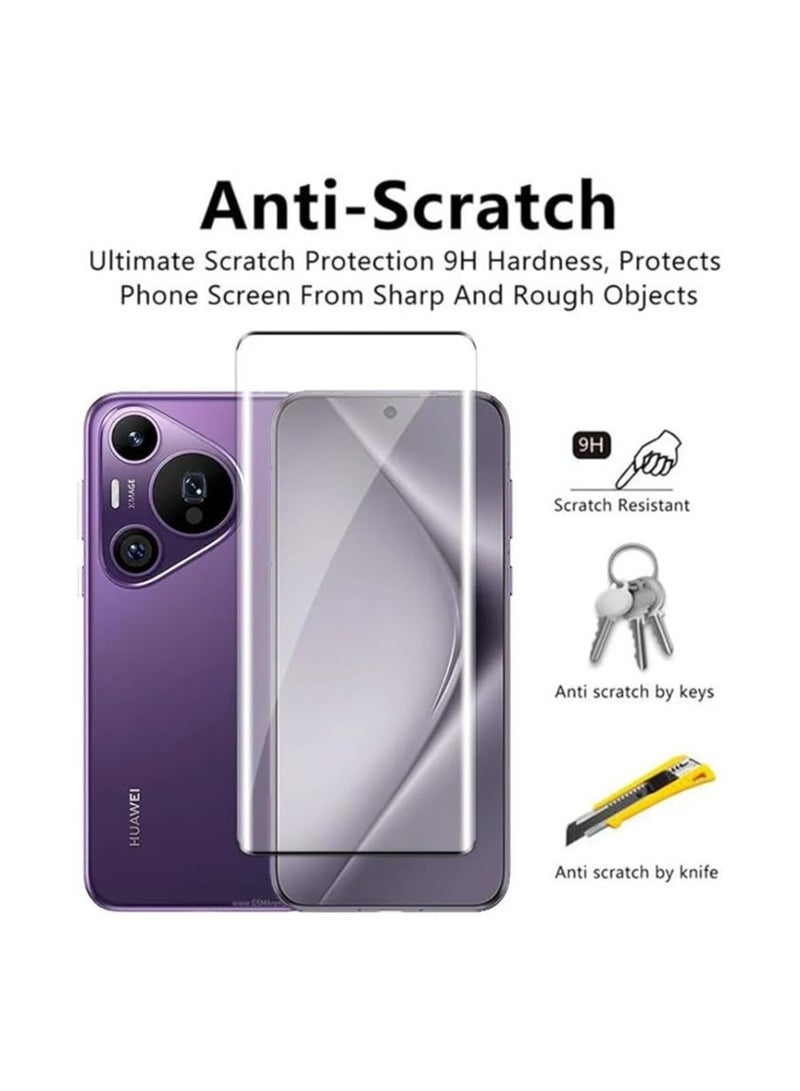 Tempered Glass For Huawei Pura 70 Pro Full Glue Edge-to-Edge Glass 9H Hardness Anti Finger Print Anti Scratch Glass 3D Curved Edges 5D Glass for Pura 70 Pro/Plus Clear/Black - Image 4