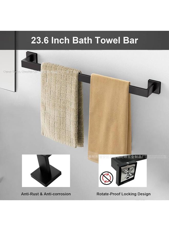 Bluejw Square Tube Five Pieces Suit Stainless Steel Towel Bar Towel Ring Tissue Holder Hook Bathroom Bathroom Bathroom Pendant In Stock - Image 3