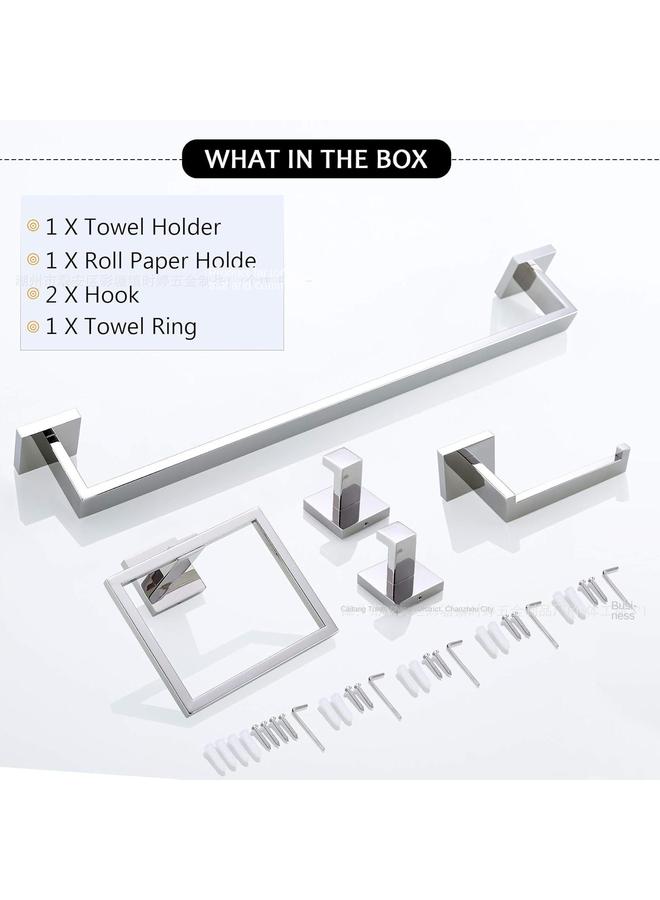 Bluejw Square Tube Five Pieces Suit Stainless Steel Towel Bar Towel Ring Tissue Holder Hook Bathroom Bathroom Bathroom Pendant In Stock - Image 4