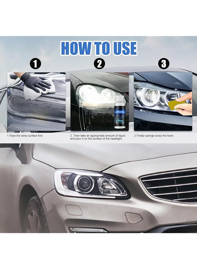 HONPOLO Headlight Restoration Liquid - 50Ml Headlight Coating And Refinishing Solution - Includes Sponge - Restores Clarity And Brightness - Uv Protection - Enhances Visibility And Safety  - Image 5
