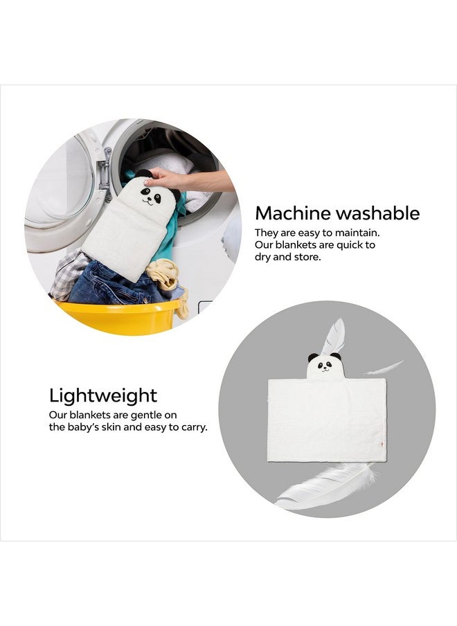 My NewBorn - Baby Bath Towel Robe Hooded Blanket Wrapper -White-Panda - Image 1