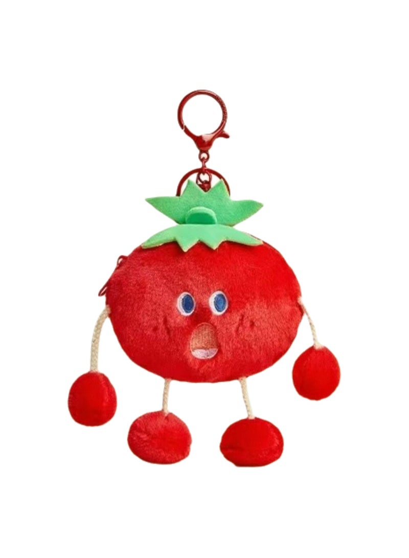 Cute Plush Vegetable Series Doll Pendant, Creative School Bag Key Pendant Cartoon Doll (Tomato Coin Purse) - Image 1