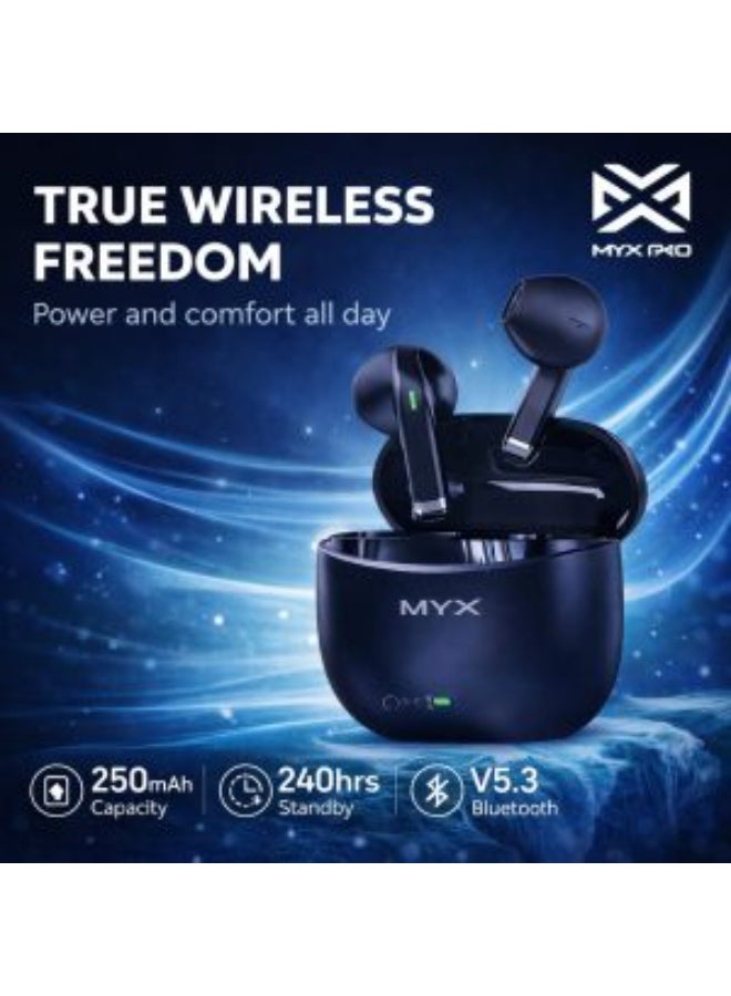 ميكس سماعات أذن لاسلكية MYX TW-08 بتقنية Bluetooth 5.3، صوت ستيريو، 4 ساعات تشغيل - Image 2