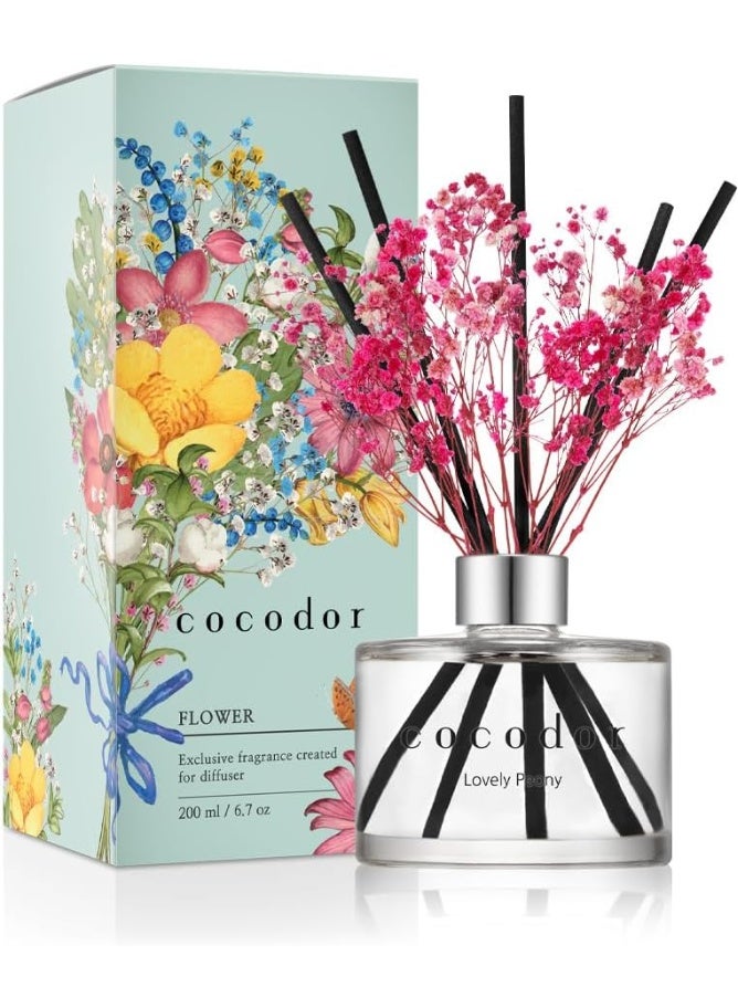 كوكودور موزّع عطر الأعواد بزهور حقيقية محفوظة من كوكودور / فاوانيا جميلة / 6.7 أونصة (200 مل) / عبوة واحدة / طقم موزّع أعواد يتضمن زيت عطري وأعواد موزّع، مناسب لديكور المنزل والمكتب - Image 1