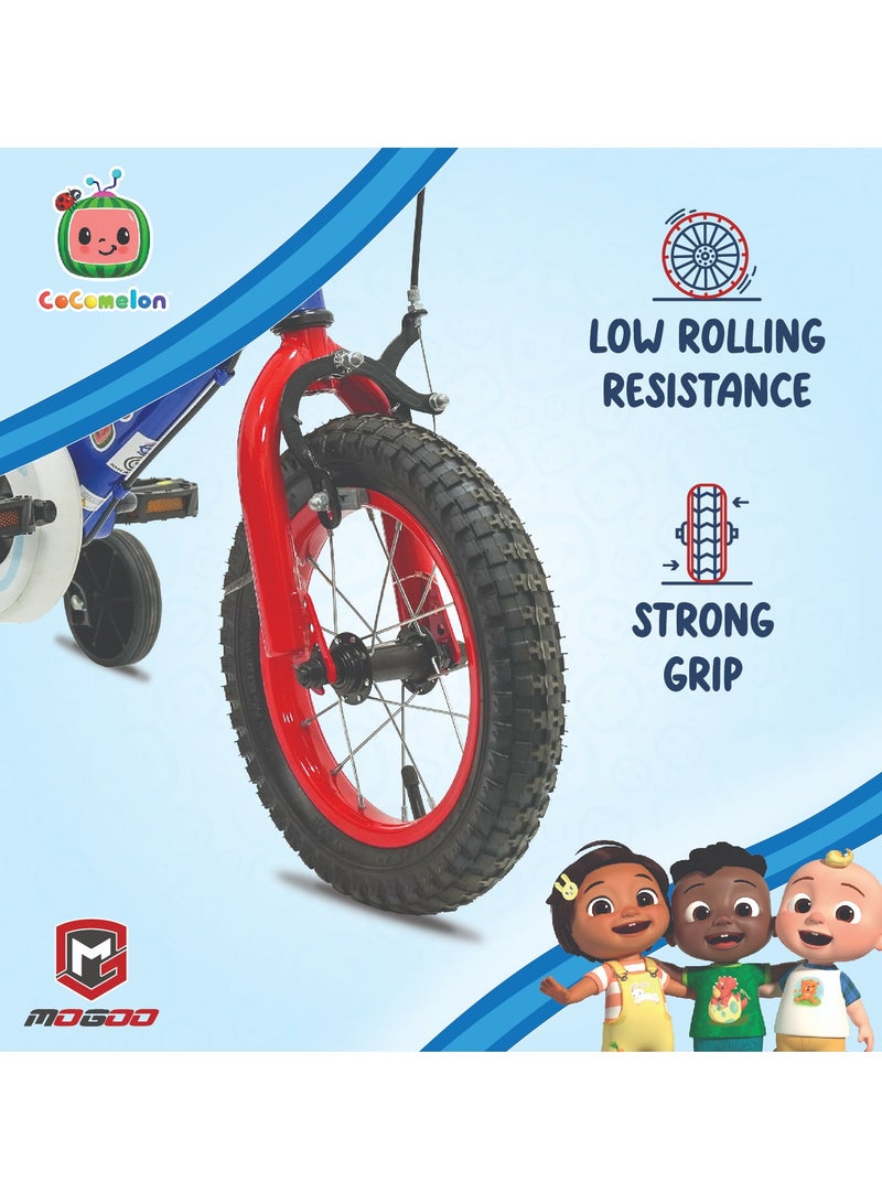 MOGOO Spark Magnesium Beats 14-Inch Kids Bike|14 Inch Wheel Size|Adjustable Seat |Training Wheels | Cocomelon Blue Color - Image 4