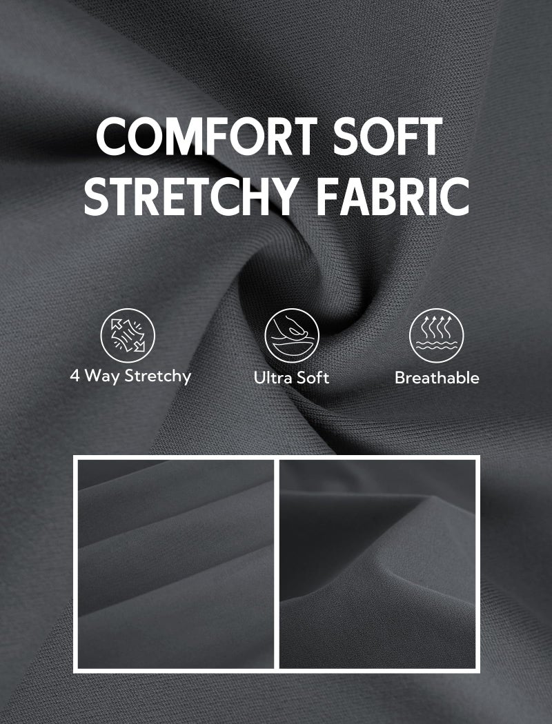 DLOODA Women's Dress Pants Business Casual Stretchy Work Pants High Waisted Pull On Slacks Office Wide Leg Trousers Dark Grey - Image 5