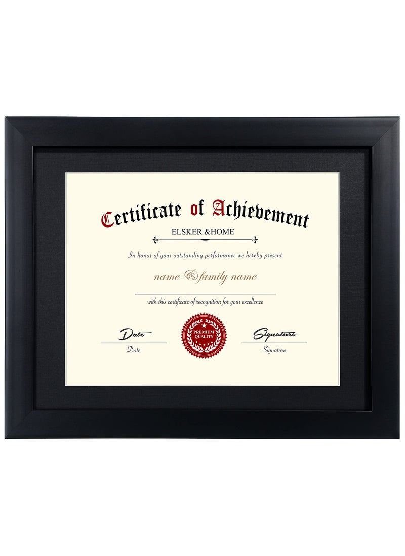 ELSKER&HOME ELSKERHOME Certificate Frames 85 x 11 Black Fits Diploma 85 x 11 with Mat or 11x14 without Mat Document Degree Picture Award Frame with Glass for Tabletop or Wall Display 
