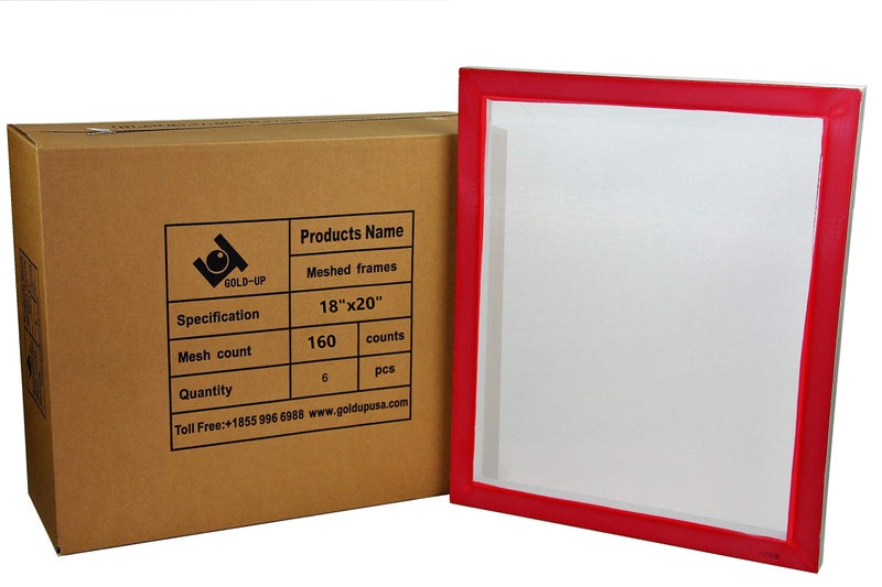 GoldUpUSAInc GoldUpUSAInc 18 x 20 PreStretched Aluminum Silk Screen Printing Frames with 160 White Mesh 6 Pack Screens