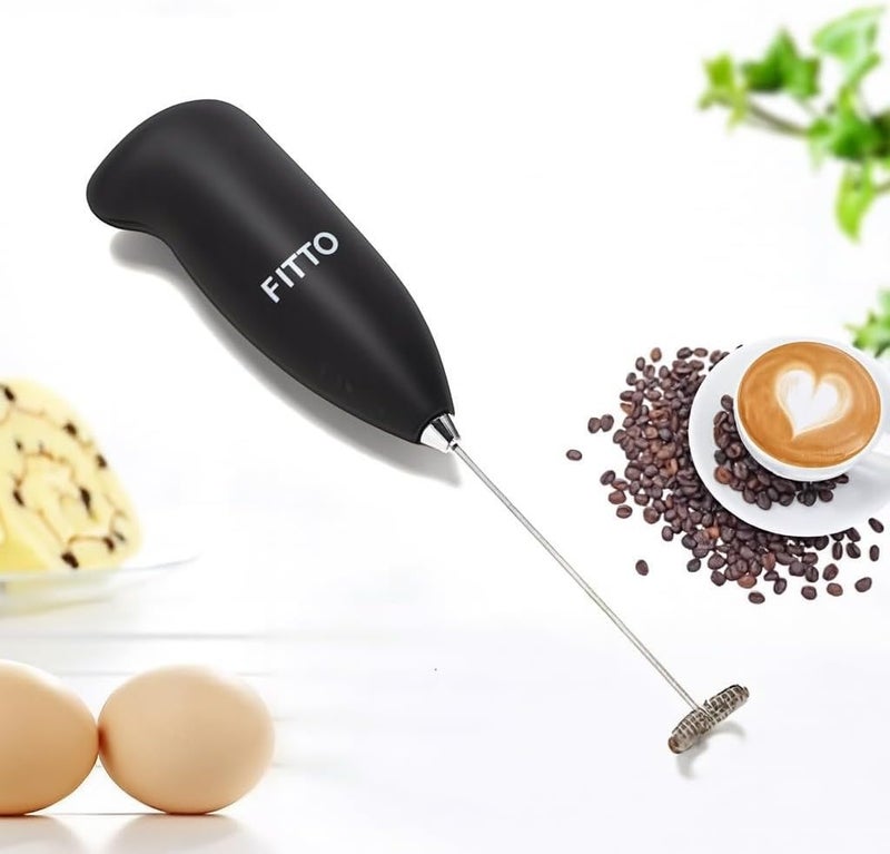 FITTO Milk Foam Electric Whisk, Small Mini Ultra Lightweight Quiet Coffee Milk Egg Hand Mixer - Image 1