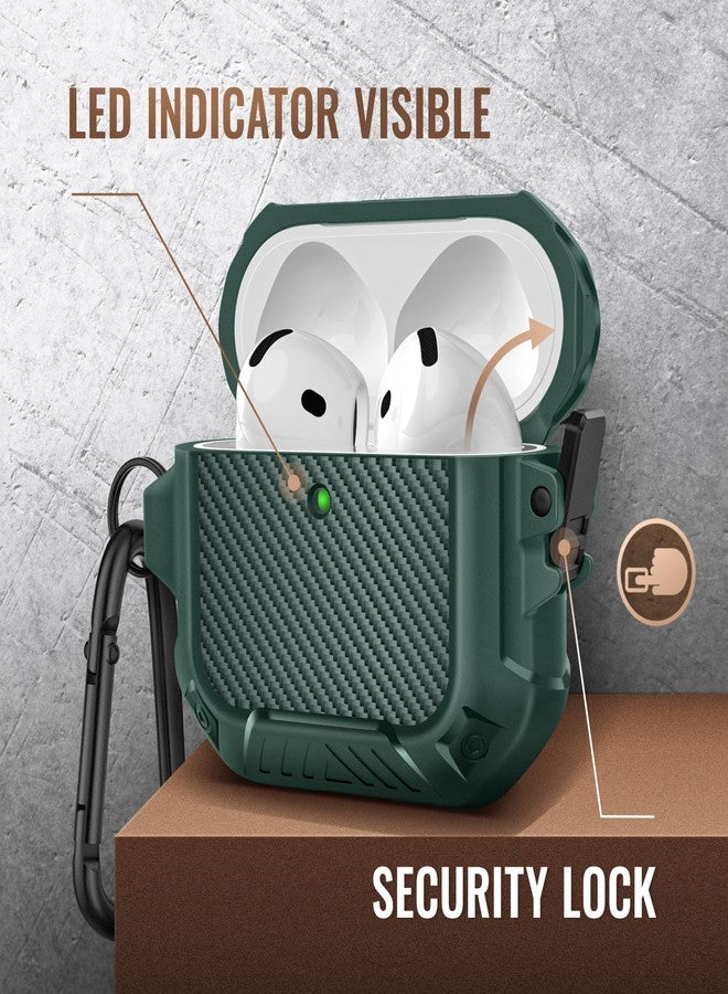 موبوسي جراب MOBOSI لسماعات AirPods 4 مع طقم تنظيف، متوافق مع غطاء جراب AirPods من الجيل الرابع (2024) مع قفل آمن وحلقة مفاتيح، حماية قوية ضد السقوط، غلاف صلب مقاوم للصدمات، أخضر - Image 2