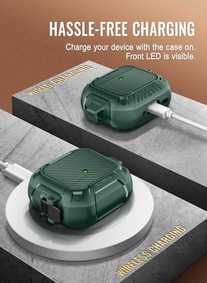 موبوسي جراب MOBOSI لسماعات AirPods 4 مع طقم تنظيف، متوافق مع غطاء جراب AirPods من الجيل الرابع (2024) مع قفل آمن وحلقة مفاتيح، حماية قوية ضد السقوط، غلاف صلب مقاوم للصدمات، أخضر - Image 4