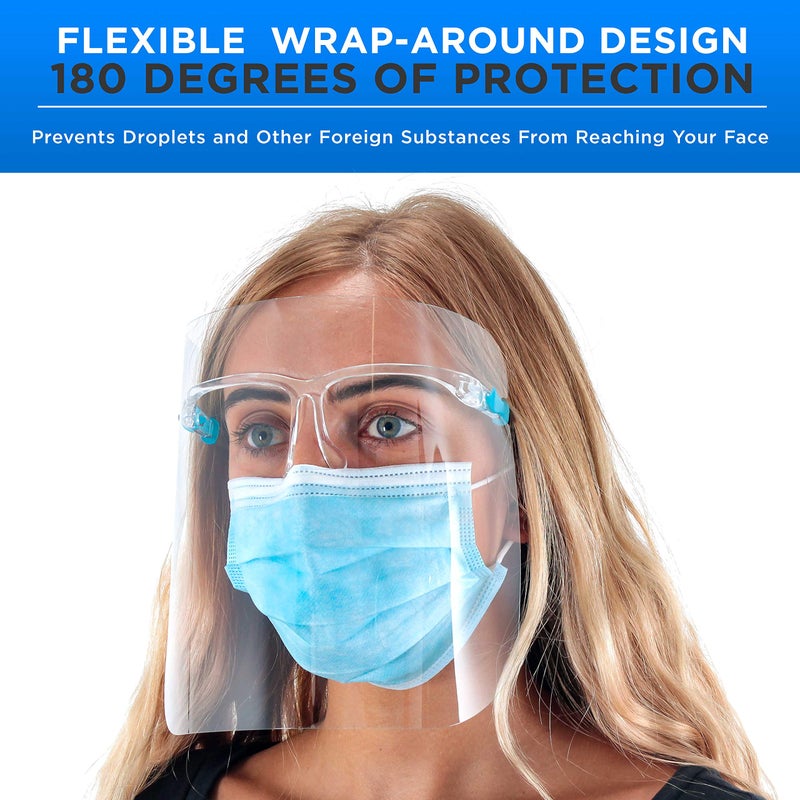 TCP Global Salon World Safety Face Shields with Glasses Frames (Pack of 10) - Ultra Clear Protective Full Face Shields - Image 3