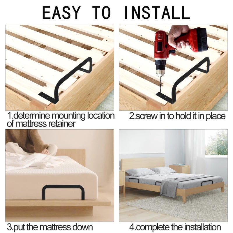 KOXHERO Mattress Retainer Bar Bracket Holder 6Pcs Keeping Mattress from Sliding for Foot of Platform Beds Adjustable Beds Rv Mattress Mattress Slide Stopper Mattress Gripper - Image 5