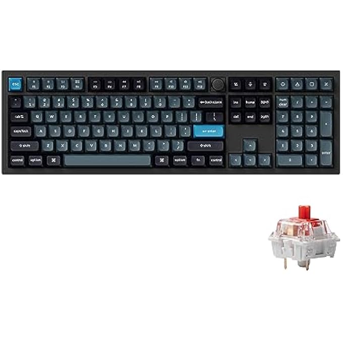 rayihni كيبورد ميكانيكي مخصص Q6 PRO FULL ALUMINUM QMK/VIA ببرمجة المقبض، كامل الحجم، مفاتيح KSA مزدوجة الطباعة PBT، قابل للتبديل السريع، K PRO بمفتاح أحمر لنظام MAC و WINDOWS و LINUX - أسود - Image 1