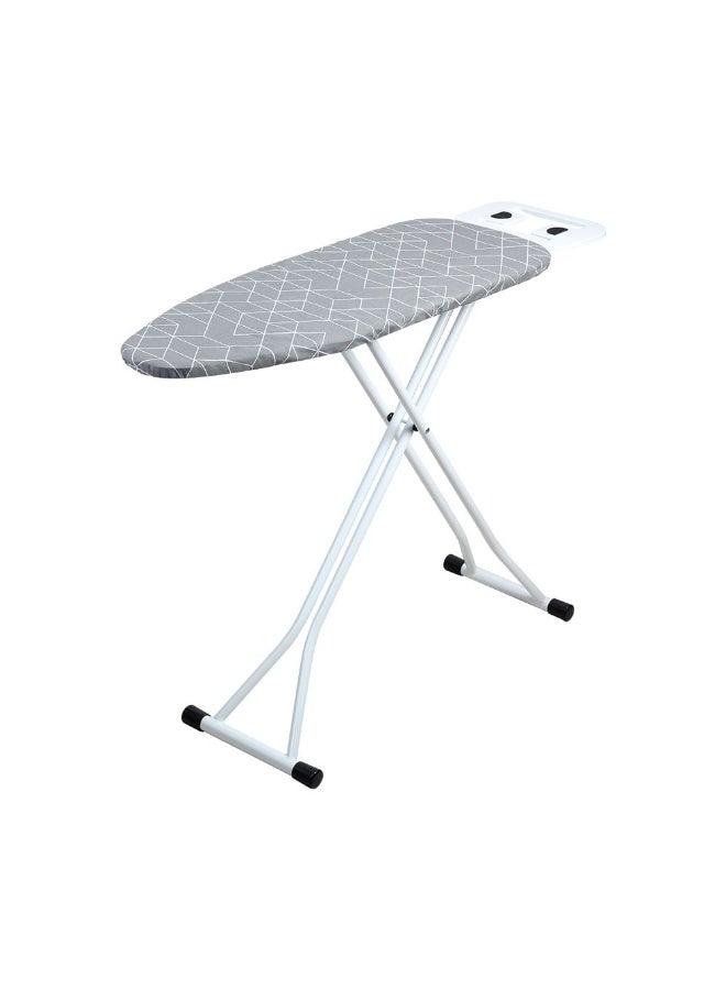 DANUBE HOME Adelyn Ironing Board with Cotton Cover - Adjustable Height, Sturdy 4-Leg Design, Non-Slip Caps, Metal Iron Rest, Compact & Durable - 90x30x80cm, Grey/White