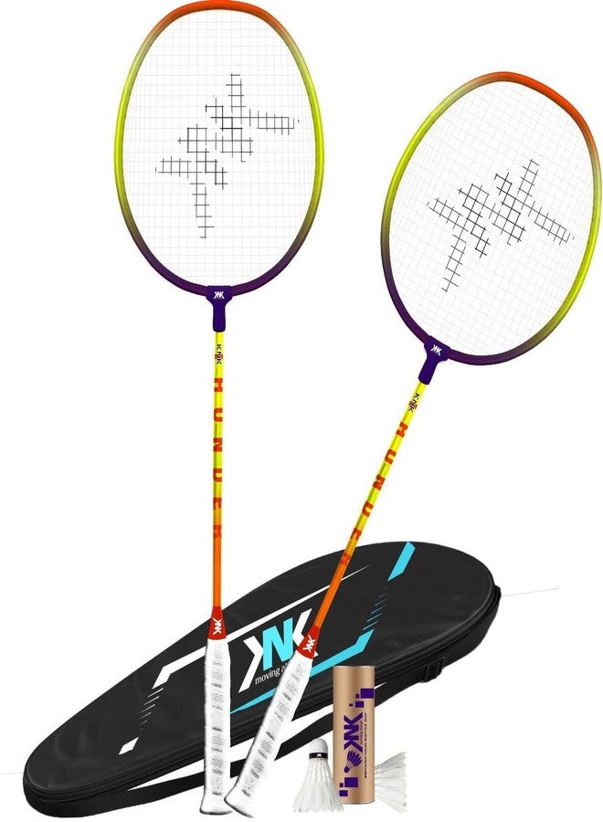 KNK Steel Badminton Racket Combo Set, Lightweight Badminton Racquet with 3 Pc Feather Shuttlecocks and Carrying Bag for Outdoor Games Suitable for Beginners - Image 2