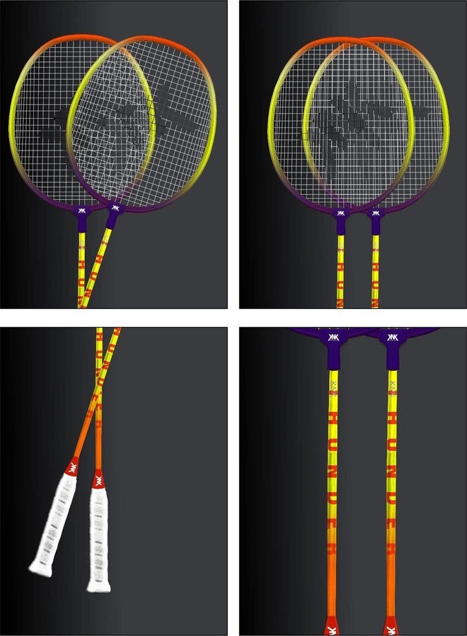 KNK Steel Badminton Racket Combo Set, Lightweight Badminton Racquet with 3 Pc Feather Shuttlecocks and Carrying Bag for Outdoor Games Suitable for Beginners - Image 4