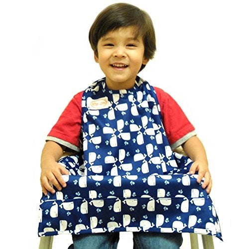 BIB-ON, Full-Coverage Bib and Apron Combination for Infant, Baby, Toddler Ages 0-4. (Whales) - Image 2