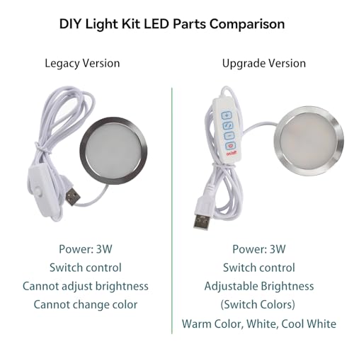 3DZWMAN LED Lamp Kit 001 Three Colors for Bambu Lab Makerworld 3D Printed DIY Hardware Model Spare Parts 5V USB Powered, 3000K Warm Light (1) - Image 5