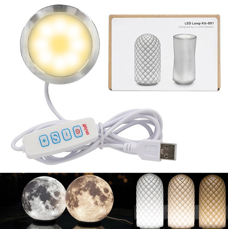 3DZWMAN LED Lamp Kit 001 Three Colors for Bambu Lab Makerworld 3D Printed DIY Hardware Model Spare Parts 5V USB Powered, 3000K Warm Light (1) - Image 1