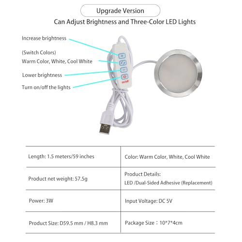 3DZWMAN LED Lamp Kit 001 Three Colors for Bambu Lab Makerworld 3D Printed DIY Hardware Model Spare Parts 5V USB Powered, 3000K Warm Light (1) - Image 2