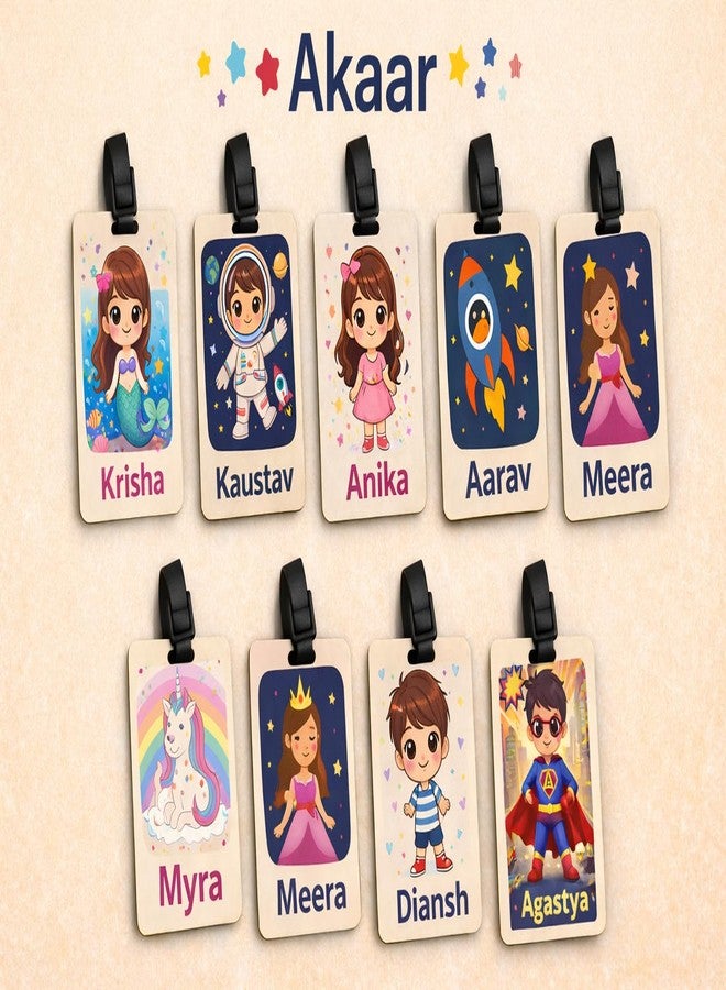 Akaar Decor's Personalized Kids' School Bag Tag with Name | Cute Animal, Princess, Space, Superhero Themes | Acrylic Name Tag for School Bags, Travel, Birthday Return Gifts (Lion) - Image 5