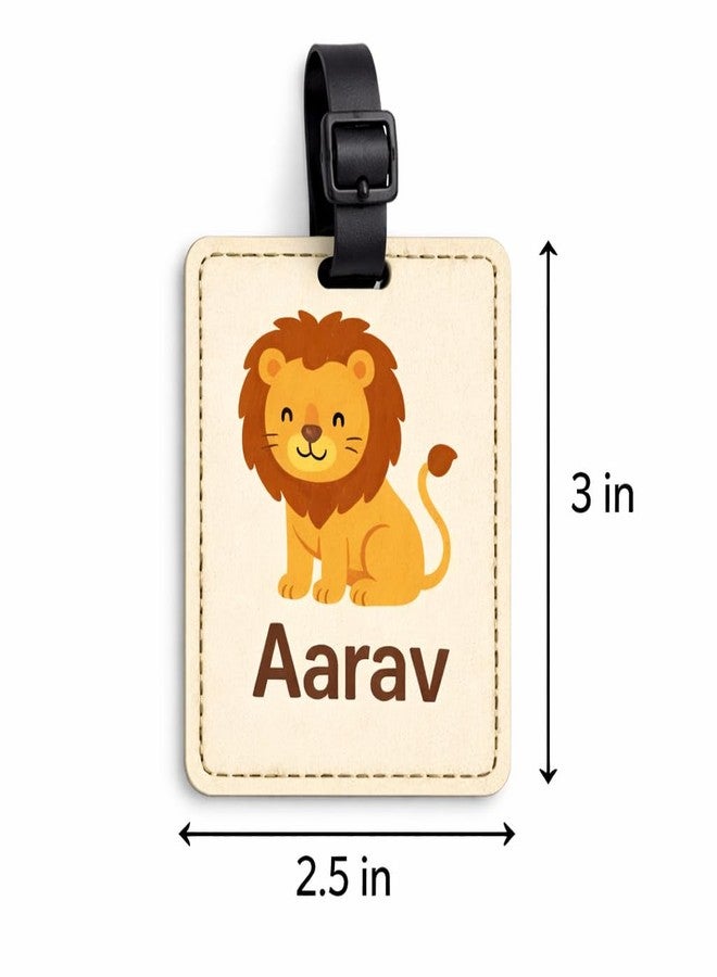 Akaar Decor's Personalized Kids' School Bag Tag with Name | Cute Animal, Princess, Space, Superhero Themes | Acrylic Name Tag for School Bags, Travel, Birthday Return Gifts (Lion) - Image 2