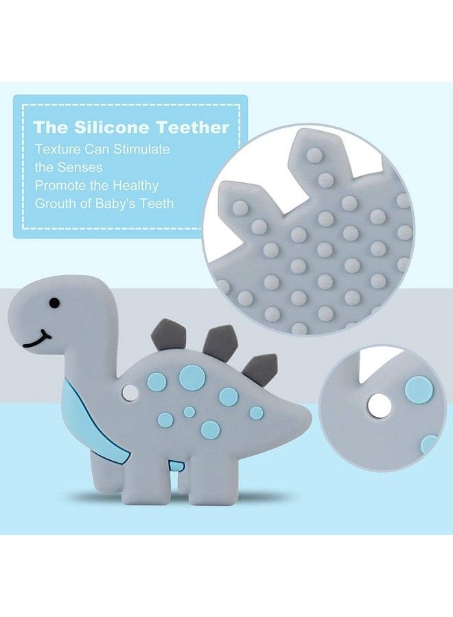 iSweven Dinosaur Shaped Food Grade Silicone Baby Teethers Bpa Free Chew Toys Teethers For Babies ; Baby Gum Molar Chew Toy Relieve Long Tooth Pain ; Tooder Teething Pacifier (3 12 Months Grey) - Image 4