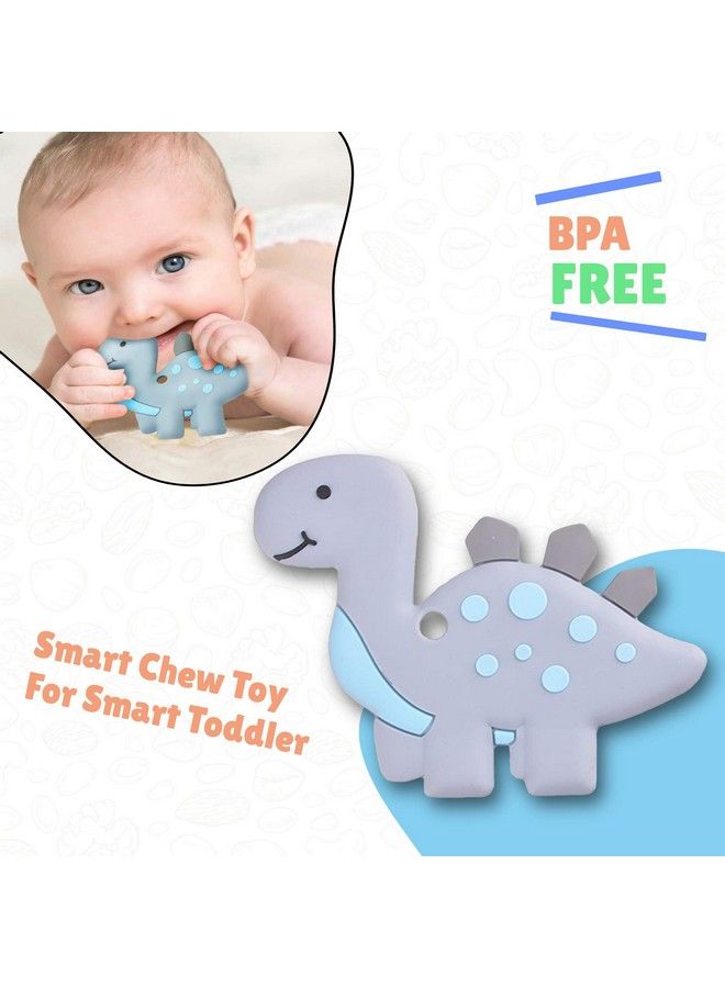 iSweven Dinosaur Shaped Food Grade Silicone Baby Teethers Bpa Free Chew Toys Teethers For Babies ; Baby Gum Molar Chew Toy Relieve Long Tooth Pain ; Tooder Teething Pacifier (3 12 Months Grey) - Image 5