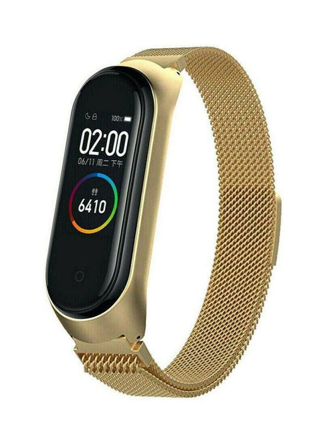 NIBEMINENT Replacement For Xiaomi Mi Band 4 Stainless Steel Magnetic, Watch Not Included -Color Gold