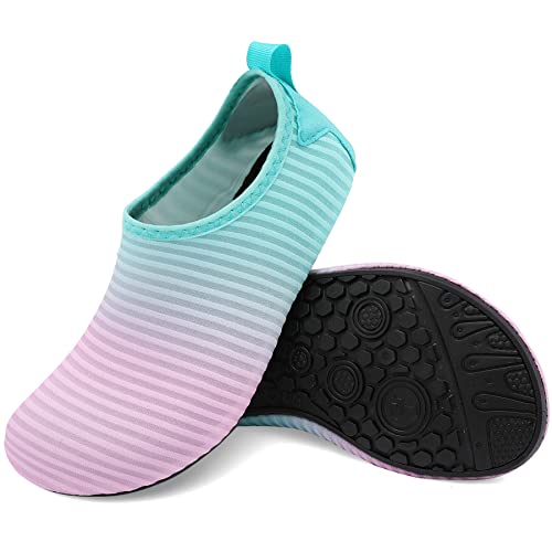 JIASUQI Kid's Boys Girls Athletic Water Shoes for Beach Running Surf Boating Gradient Pink 4-4.5 M Big Kid - Image 3