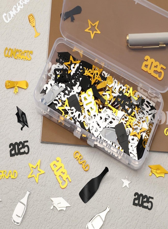MARFOREVER 2025 Graduation Confetti Graduation Decorations Class of 2025, Black Gold Silver Grad Party Decorations Table Confetti for Congrats Grad 2025 Graduation Party Supplies Decor - Image 5