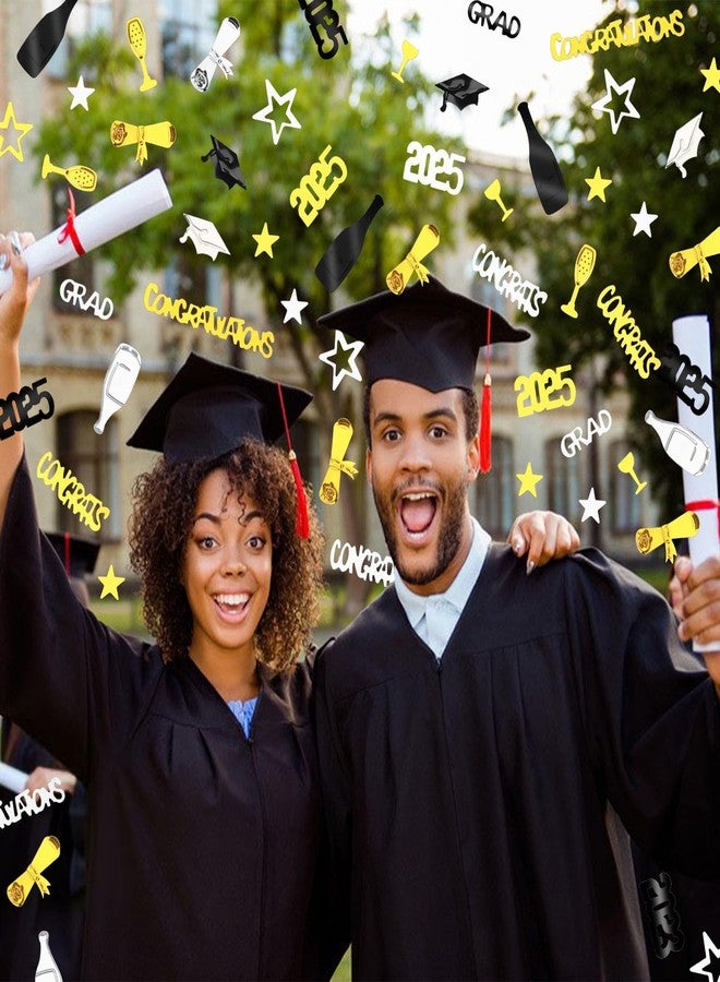 MARFOREVER 2025 Graduation Confetti Graduation Decorations Class of 2025, Black Gold Silver Grad Party Decorations Table Confetti for Congrats Grad 2025 Graduation Party Supplies Decor - Image 2