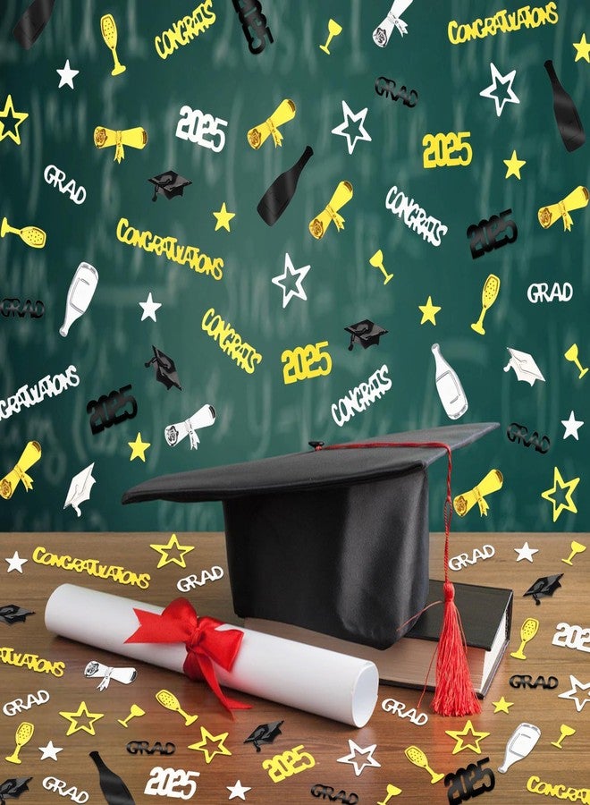 MARFOREVER 2025 Graduation Confetti Graduation Decorations Class of 2025, Black Gold Silver Grad Party Decorations Table Confetti for Congrats Grad 2025 Graduation Party Supplies Decor - Image 4
