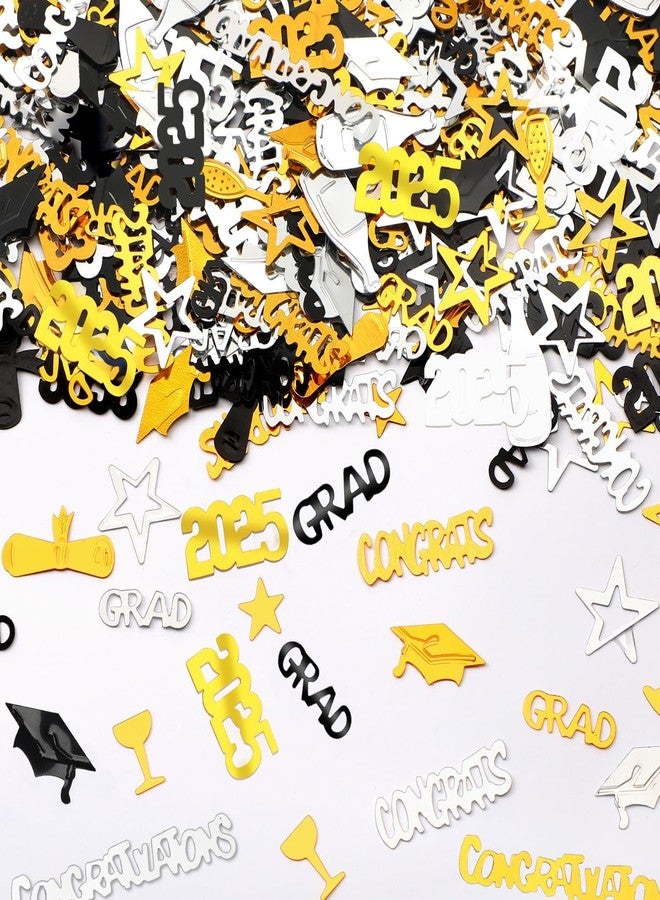 MARFOREVER 2025 Graduation Confetti Graduation Decorations Class of 2025, Black Gold Silver Grad Party Decorations Table Confetti for Congrats Grad 2025 Graduation Party Supplies Decor - Image 1