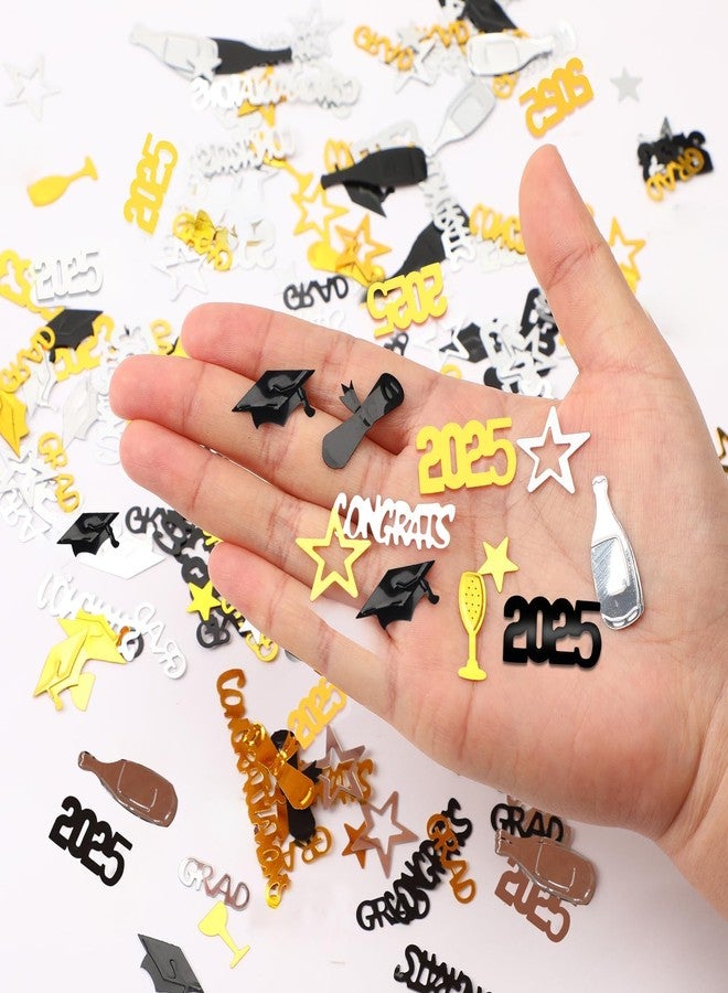 MARFOREVER 2025 Graduation Confetti Graduation Decorations Class of 2025, Black Gold Silver Grad Party Decorations Table Confetti for Congrats Grad 2025 Graduation Party Supplies Decor - Image 3