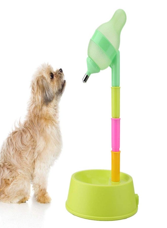 Zerodis Pet Standing Water Dispenser, Dog Kennel Water Dispenser Cat Dog Standing Bowl Height with Detachable Pole Automatically Feeding Water (Green Base) - Image 1