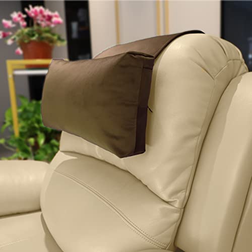 AmazeCov Velvet Recliner Head Pillow with Non-Slip Base - Adjustable Neck Support for Pain Relief in Home, Office and Travel (Brown) - Image 1