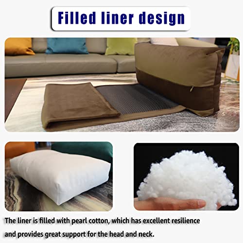 AmazeCov Velvet Recliner Head Pillow with Non-Slip Base - Adjustable Neck Support for Pain Relief in Home, Office and Travel (Brown) - Image 5