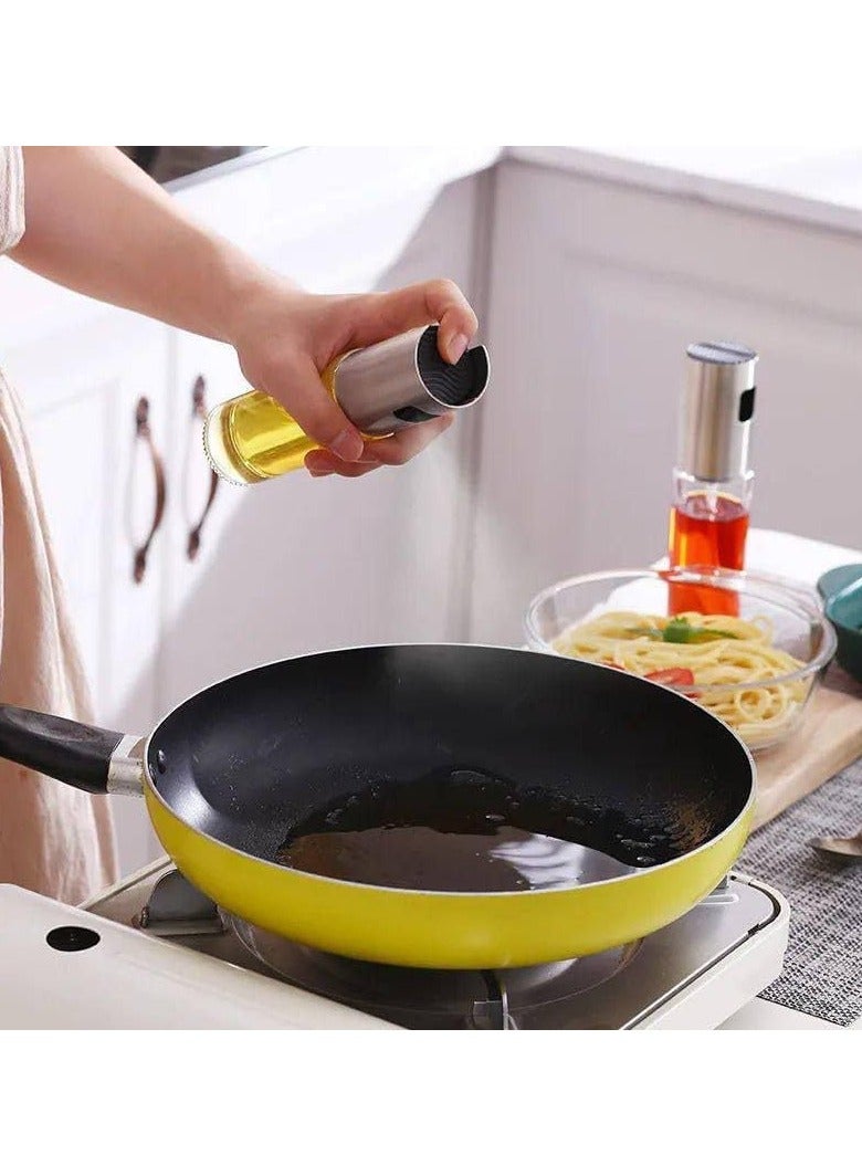 بخاخ زيت وخل للطبخ والسلطات – زجاج شفاف مع غطاء ستانلس ستيل أنيق – موزع رش صحي قليل الدسم للزيت النباتي، زيت الزيتون، الخل، الصلصات – أداة مطبخ متعددة الاستخدامات - متعدد الالوان - Image 2