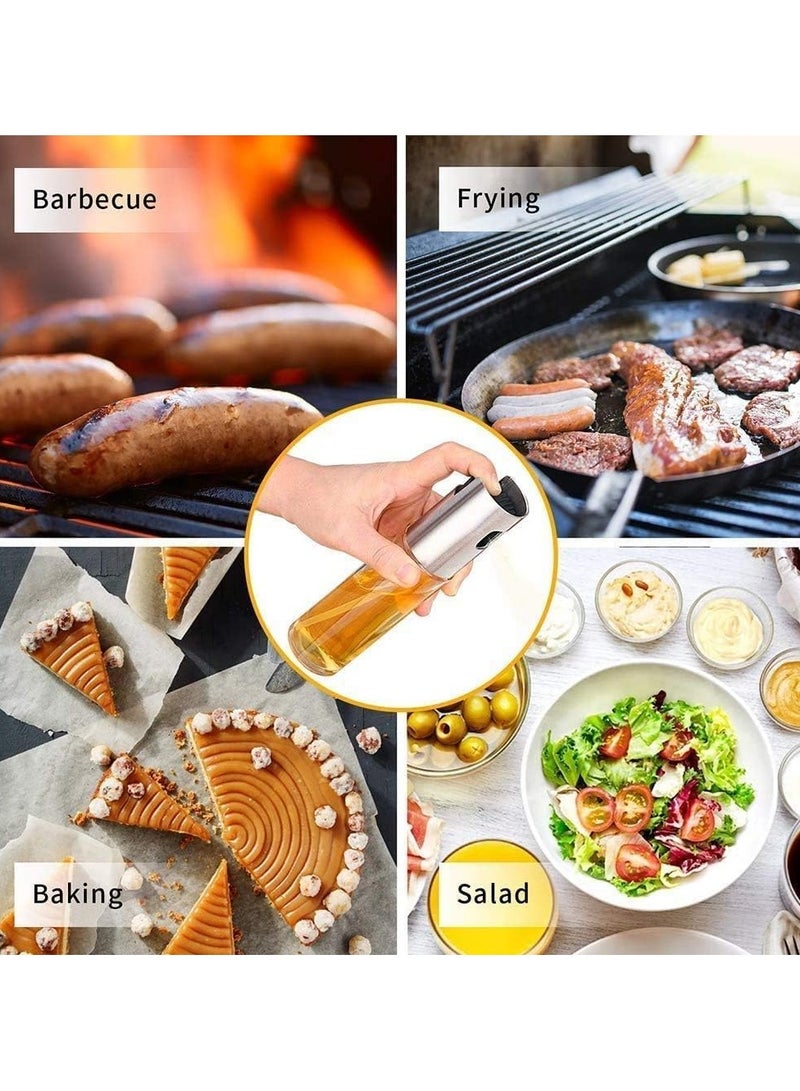 بخاخ زيت وخل للطبخ والسلطات – زجاج شفاف مع غطاء ستانلس ستيل أنيق – موزع رش صحي قليل الدسم للزيت النباتي، زيت الزيتون، الخل، الصلصات – أداة مطبخ متعددة الاستخدامات - متعدد الالوان - Image 4