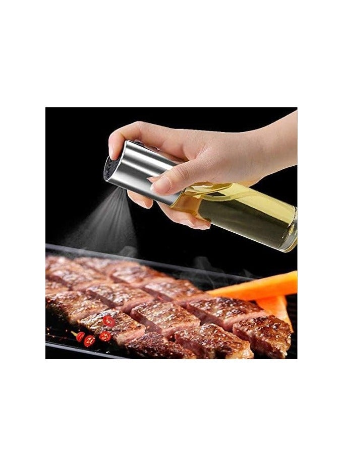 بخاخ زيت وخل للطبخ والسلطات – زجاج شفاف مع غطاء ستانلس ستيل أنيق – موزع رش صحي قليل الدسم للزيت النباتي، زيت الزيتون، الخل، الصلصات – أداة مطبخ متعددة الاستخدامات - متعدد الالوان - Image 5