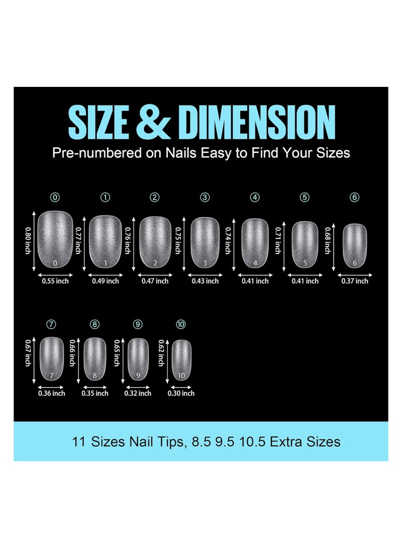 brunson Matte Soft Gel No File Needed Full Cover False Nails Clear Acrylic and Strong Tips for Press-On Extension 12 Sizes Soft Gel Tips Short Round C-Curved Clear Nail Tips 550 Pieces - Image 2