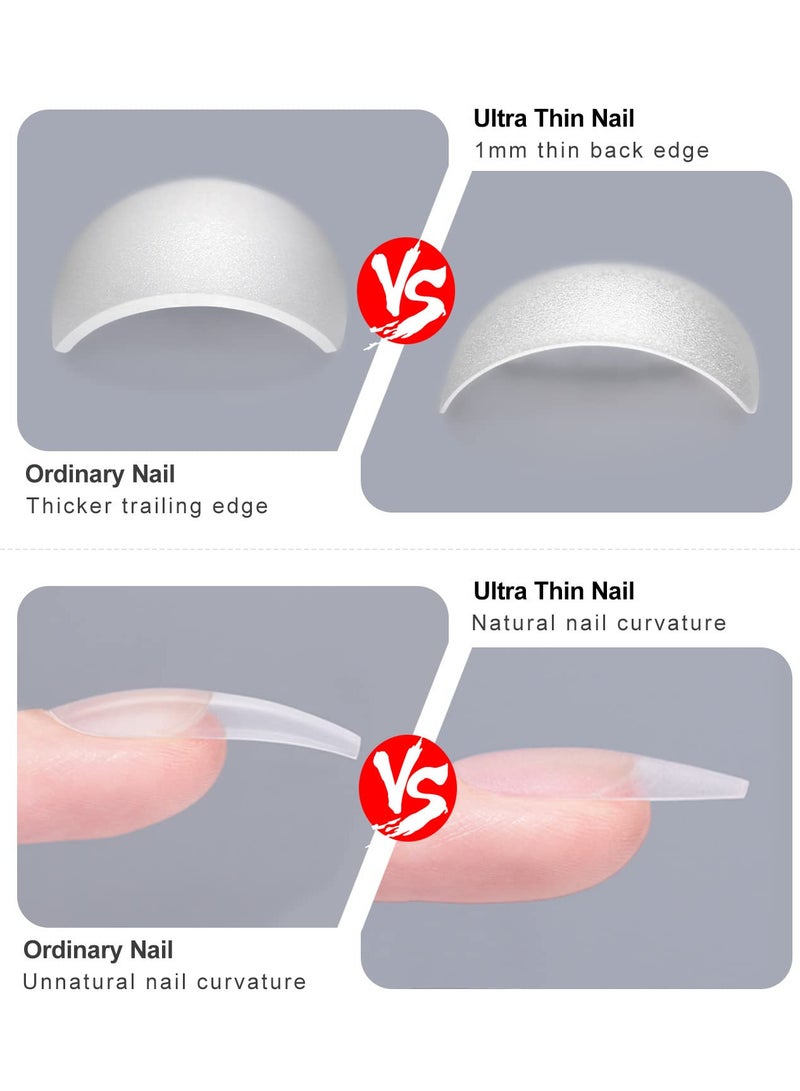 brunson Matte Soft Gel No File Needed Full Cover False Nails Clear Acrylic and Strong Tips for Press-On Extension 12 Sizes Soft Gel Tips Short Round C-Curved Clear Nail Tips 550 Pieces - Image 5