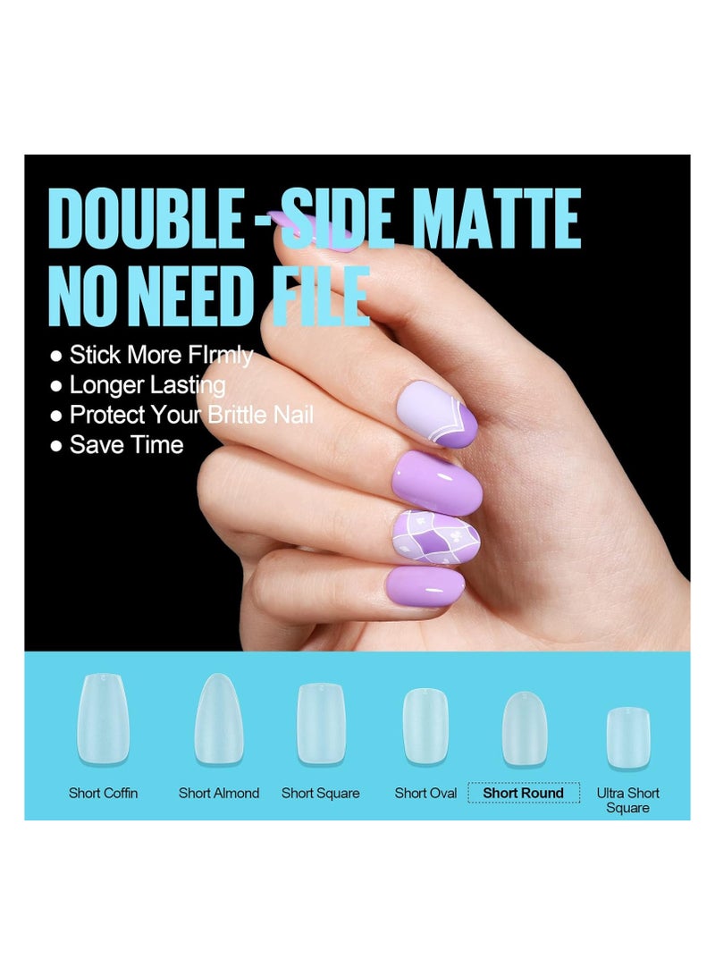 brunson Matte Soft Gel No File Needed Full Cover False Nails Clear Acrylic and Strong Tips for Press-On Extension 12 Sizes Soft Gel Tips Short Round C-Curved Clear Nail Tips 550 Pieces - Image 3