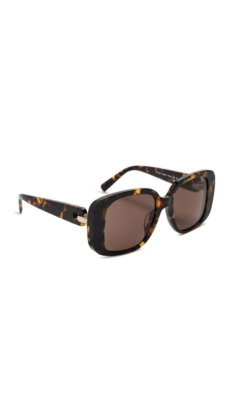 Tory Burch Women's Pierced Square Sunglasses, Brown Tortoise, One Size - Image 1